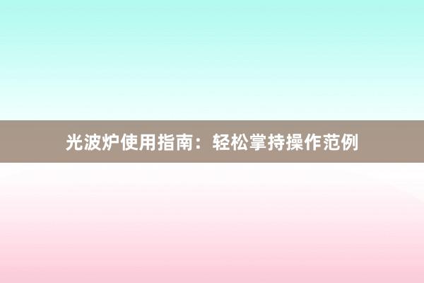 光波炉使用指南：轻松掌持操作范例